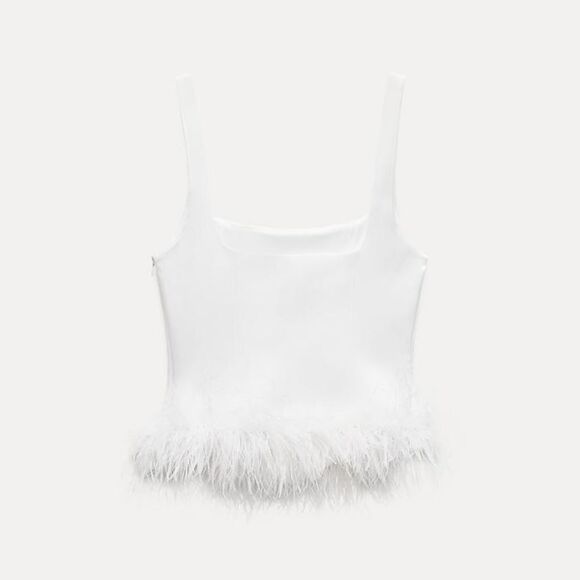 NWT ZARA STRETCHY FEATHER TOP - Picture 15 of 17